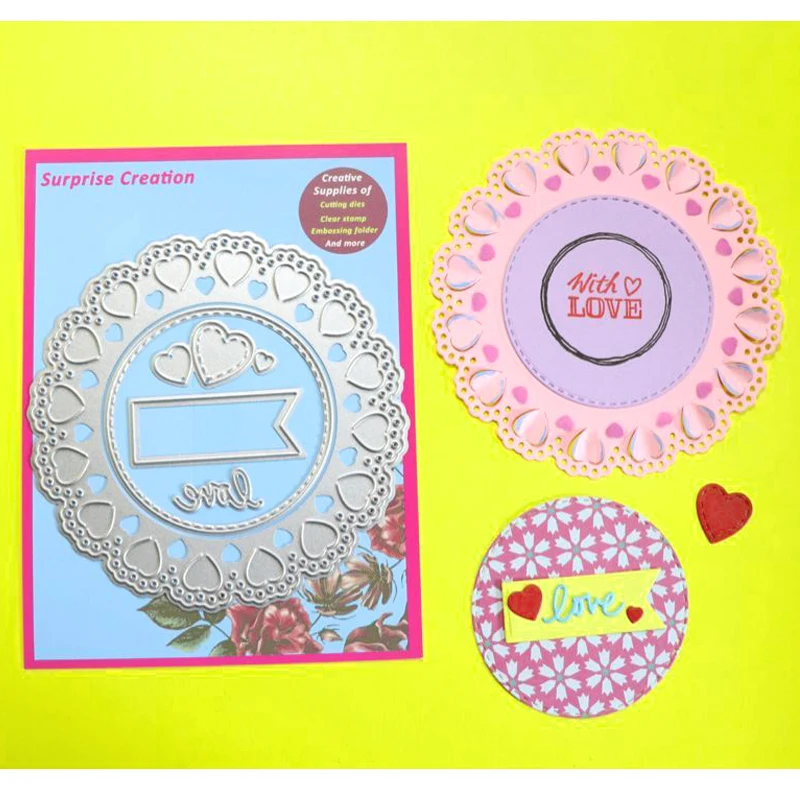 

Cutting dies 3D Frame Hearts Scrapbooking DIY Craft Metal Stencil