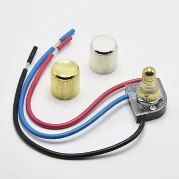 

Lamp Knob Switch 3A/250V Retro Bedside Light Wall Lamp Ceiling Fan Switches 3 Wire Double Control Switch Copper Cable 3PCS