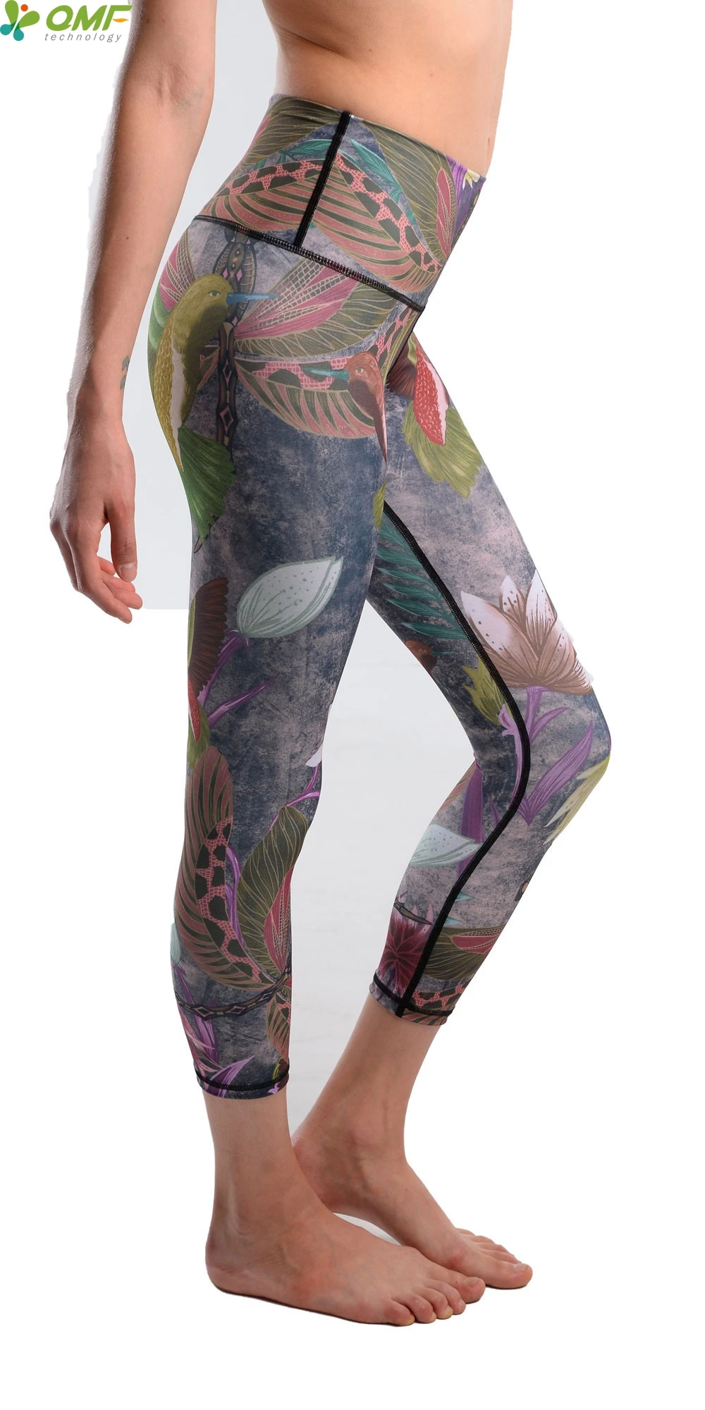 Белое платье с цветочным рисунком укороченные брюки для бега Колготки Леггинсы