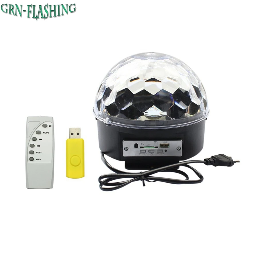 

6W RGB Bluetooth Mp3 Sound Actived Auto Rotating Crystal Magic Ball Led Stage Lights With Remote Control For KTV Xmas Party