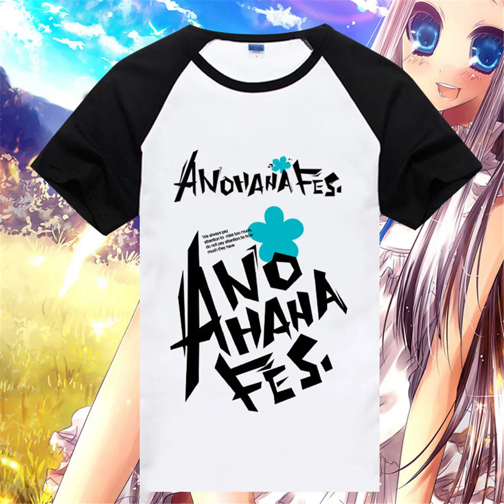 New cosplay Anime Anohana T Shirt Honma Meiko Cosplay Women T-shirt Fashion Short Sleeve Anime Cotton Men Tops Tee