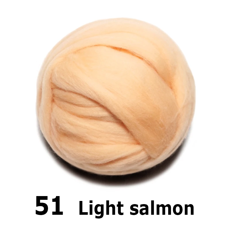 Handmade Wool Felt For Felting 50g Lightsalmon Perfect In Needle Felt
