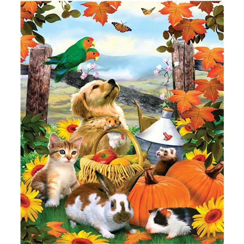 3D Rubik Diamond Painting Animals Dog pumpkin Cross Stitch Square Full Mosaic Needlework Embroidery Sale Home Decoration | Дом и сад