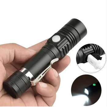 

SOLLED Mini Flashlight USB Highlight Handy Powerful Aluminum Alloy Torch Flashlight Power Tips Long-range Zoom