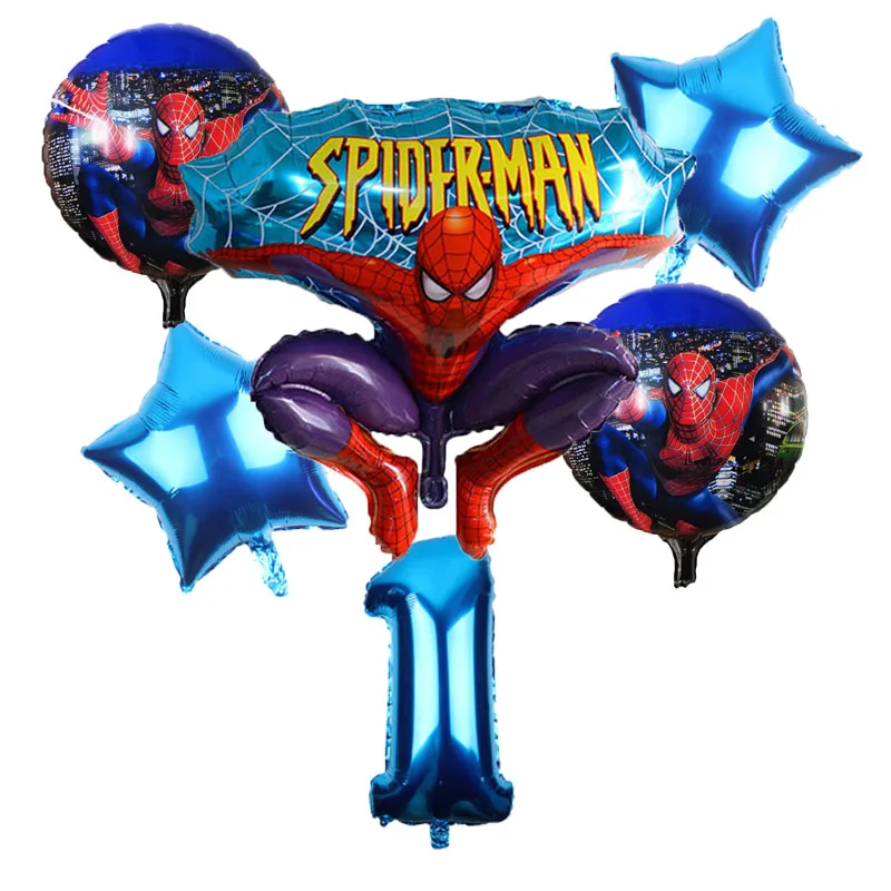 6 шт./лот шары с изображениями Человека-паука 32 дюйма Количество воздушных шаров набор Человек-паук вечерние надувные гелиевые фольгированные шары украшения на день рождения - Цвет: blue 1