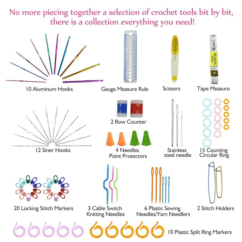 Набор крючков для вязания крючком практичное Руководство DIY Набор тканых инструментов из нержавеющей стали спицы для вязания шерсти инструмент для шитья