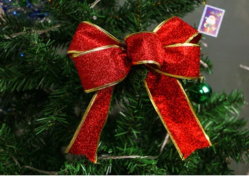 PF многоцветное Рождественское украшение с бантом для рождественской елки DIY Висячие ремесла ткань украшения для рождественской вечеринки SD020 - Цвет: red