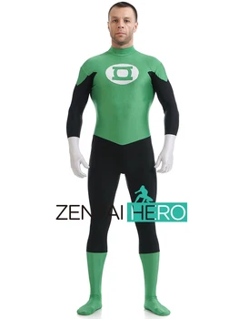 

Free Shipping DHL Adult DC Comics Green Lantern Spandex Superhero Costume Halloween Party Cosplay Zentai Catsuits SH1817