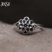 JINSE 925 Sterling Silver Rings Vintage Rose Flower New Fashion 100% S925 Solid Silver Ring for Women Jewelry 11.10mm 2.40G