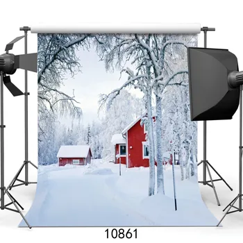 

SJOLOON Christmas photography backdrops snow forest photography background house photograph backdrop for photo studio vinyl prop