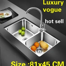 Роскошная кухонная раковина vogue с двойным желобом, посуда из нержавеющей стали 304, большая горячая Распродажа 810x450 мм