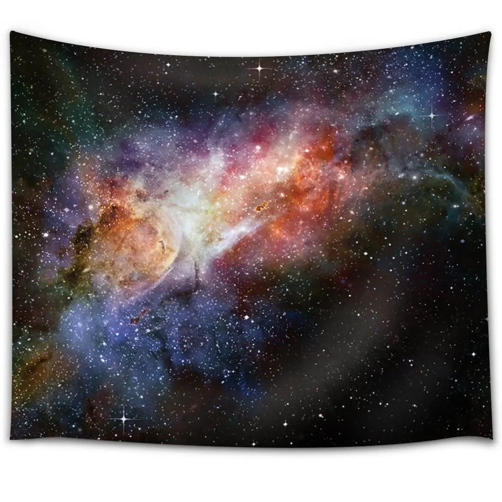 

CHARMHOME Colorful Galaxies Fabric Printed Tapestry Home Decor Blanket