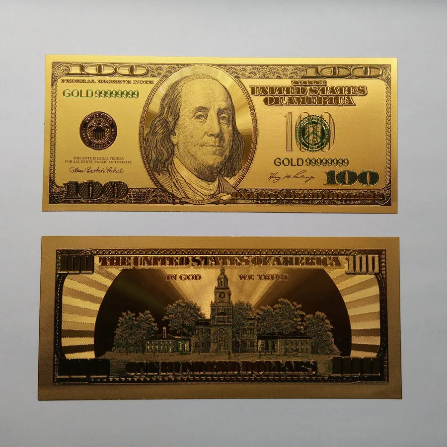 Buy 50pcs/lot USD 100 Gold Foil US Dollar Banknote