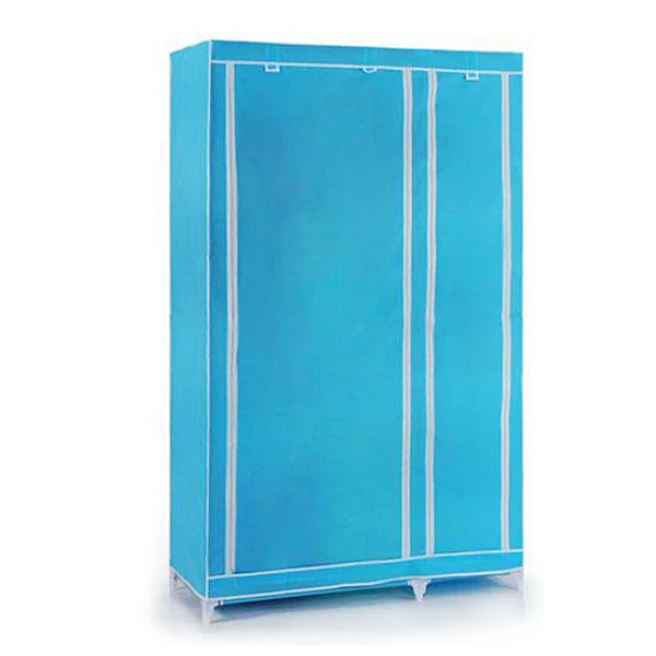 

NFLC Foldable Double Canvas Wardrobe Storage Cupboard Shelves - Sky Blue