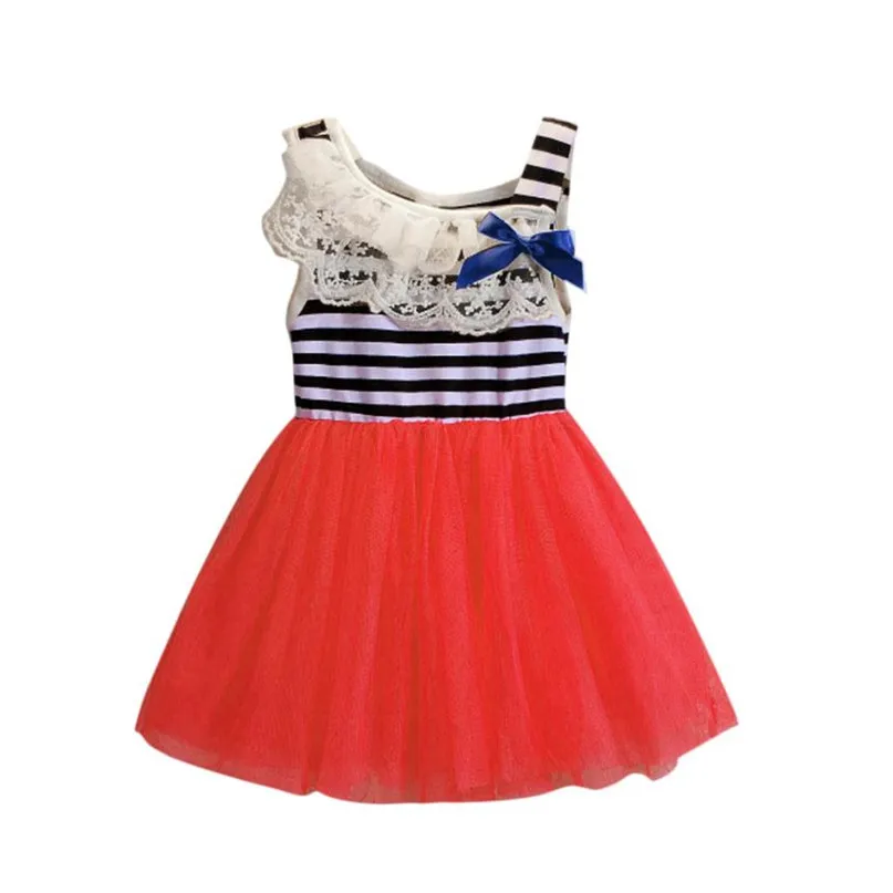 Arloneet/3 цвета; платья для малышей; милая одежда в полоску с бантом для маленьких девочек; праздничная одежда принцессы без рукавов; ; Лидер продаж; ; OB09 - Цвет: WR