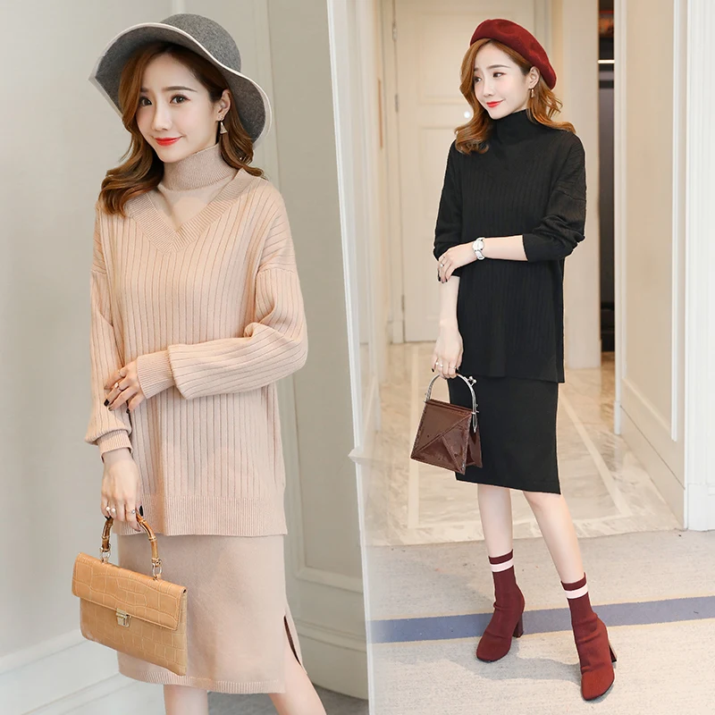 2 stks/set 2018 Herfst Winter Mode Gebreide Moederschap Trui Jurk Coltrui Formele Pregnacy Kleding voor Zwangere Vrouwen 2 stks/set 2018 Herfst Winter Mode Gebreide Moederschap Trui Jurk Coltrui Formele Pregnacy Kleding voor Zwangere Vrouwen