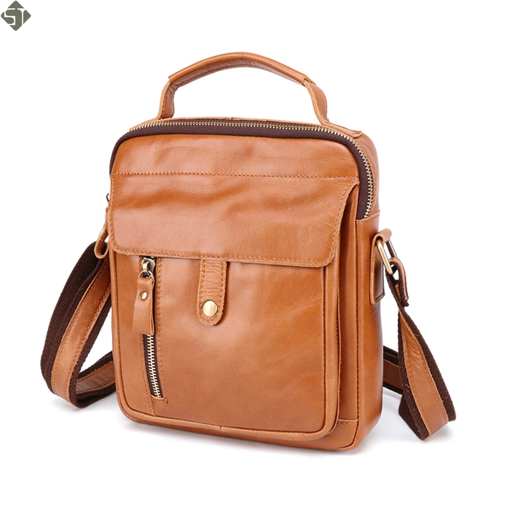 

Quality Original Leather Male Casual Shoulder Messenger bag Cowhide Fashion Cross-body Bag 8" Pad Tote Mochila Satchel bag New