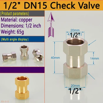 

1/2" Double internal thread 1/2 inch check valve /closestool water Reflux Valve / One-way flow /Electric hot water heater valve