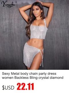 Сексуальная металлическая цепочка на тело летнее платье для женщин Bling Bralette бюстье Блеск Кристалл vestido Роскошные вечерние платья бодикон для ночного клуба