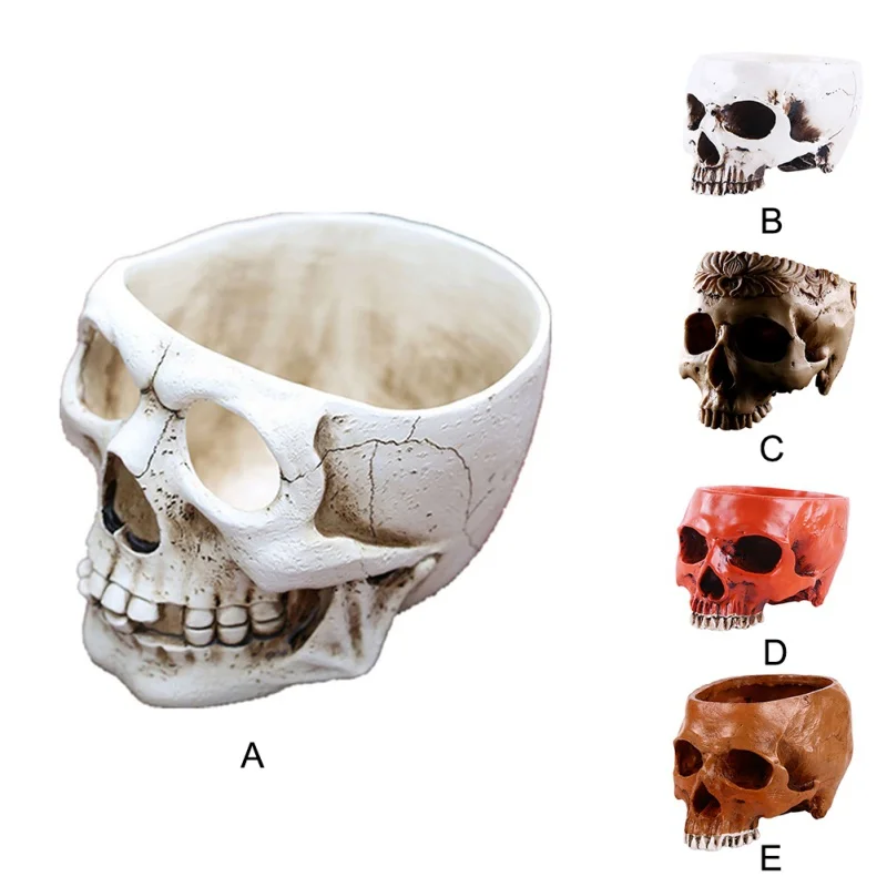 Хэллоуин ужас моделирование череп цветочный горшок Смола череп цветочный горшок Скелет орнамент фильм реквизит модель садовый горшок Прямая поставка