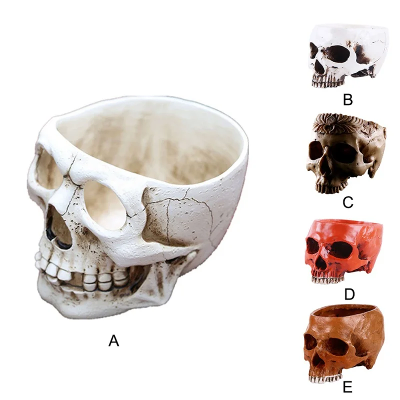 Kopen Halloween Horror Simulatie Schedel Bloempot Hars Schedel Bloempot Skelet Ornament Movie Prop Model Tuin Pot Dropshipping