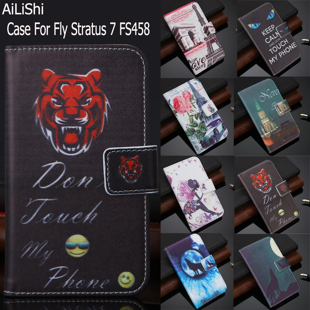 

AiLiShi Factory Direct! Case For Fly Stratus 7 FS458 Luxury Flip PU Leather Case Stand Cover Cartoon Phone Bag Wallet Card Slot