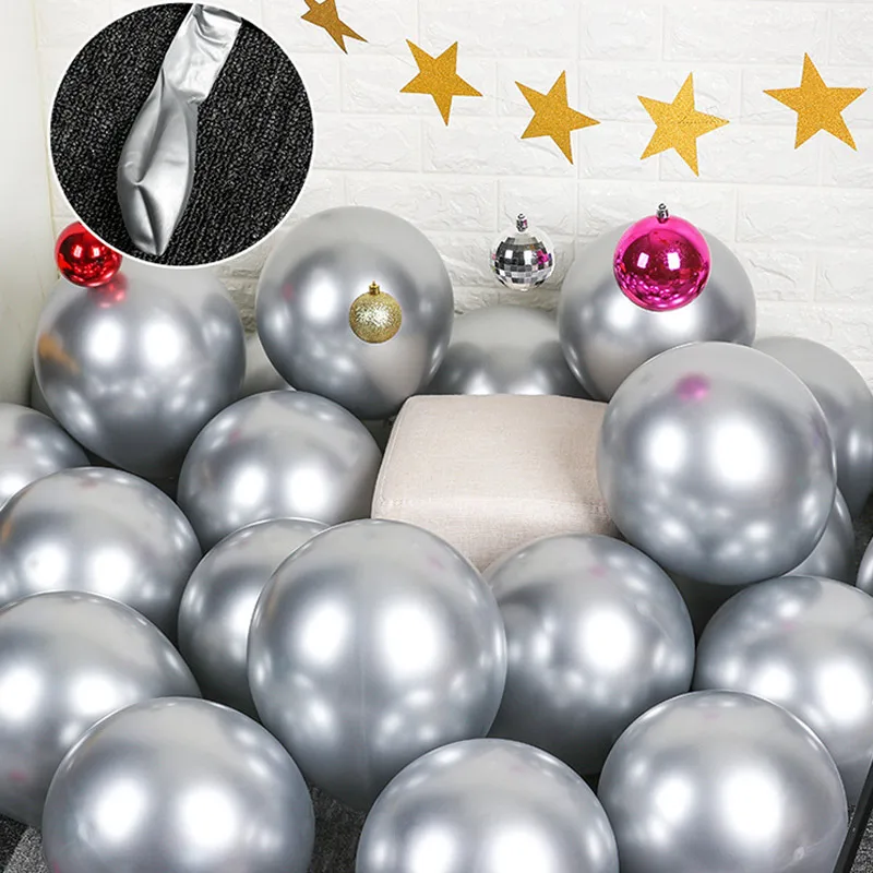 10 шт. 12 дюймов из блестящего металла воздушный шар из гранулированного латекса дети день рождения партии дома воздушный шарик для украшения поставки для взрослых - Цвет: Серебристый