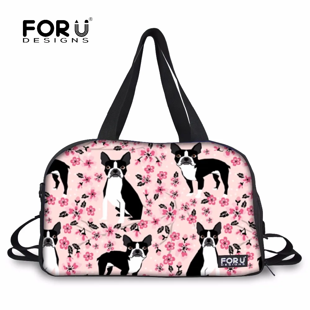 FORUDESIGNS Gym Bag Athletic Bag Cute Boston Terrier Print Sport Bag for Women Fitness Yoga Mat Handbag Large Tote Shoulder Bag