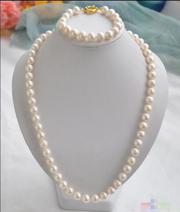 

Free shipping New style Natural noble jewelry>>>>P4068 11mm white round freshwater pearl necklace bracelet