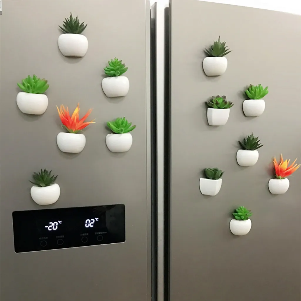 

Fridge Magnet Artificial Flower Succulent Plant Refrigerator Sticker Bonsai Magnet Green Plant Imanes Nevera Magnet Fridge