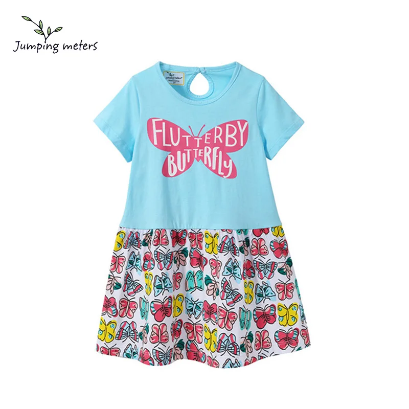 

JUMPING METERS 2019 Summer Dress Toddler Princess Costume Butterfly Kids Dress for Girls Casual Short Sleeve Baby Girl Clothing