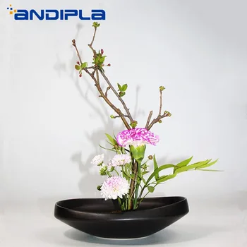 

Black Zen Japanese Style Flower Arrangement Flowerpot High Grade Ceramic Flower Pot Fruit Plate Tabletop Planters Home Decor New