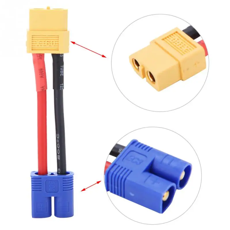 EC3 Male to XT60 Male Battery Adapter for RC Batteries 14AWG Soft