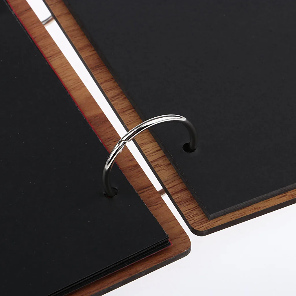 6 inch 16 Pages Kraft Paper Wooden Cover Scrapbook Photo Album Display Guest Book Craft for Wedding Valentines Day Memorial