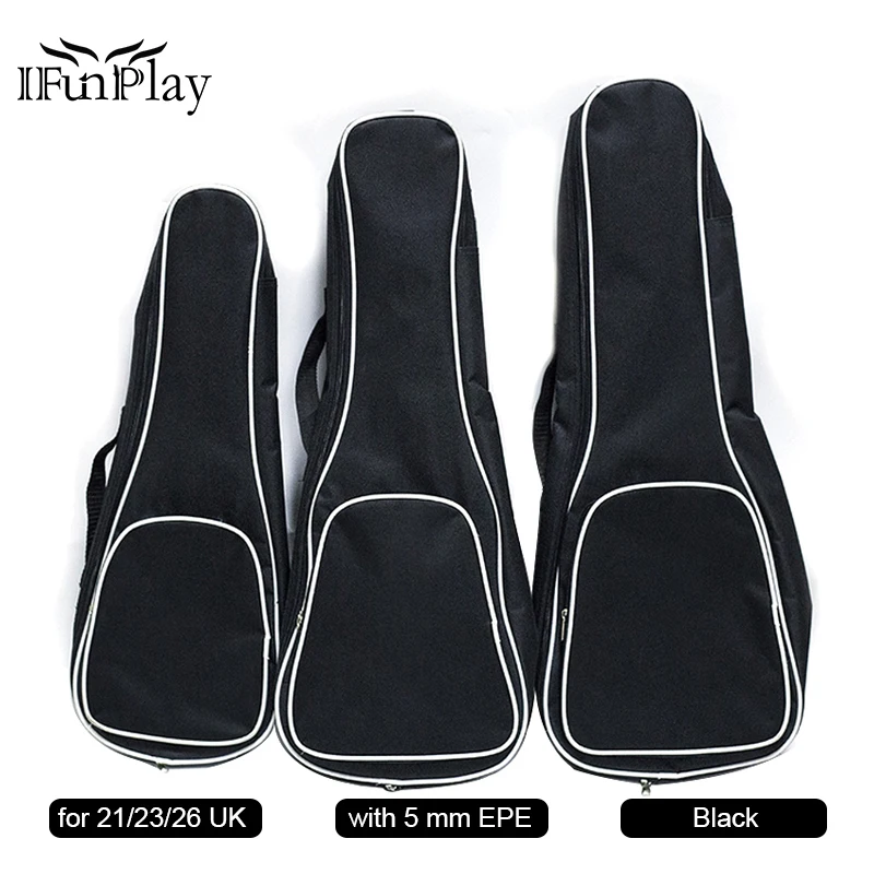 

Ukulele Bag Mini Guitarra Case 21" 23" 26" Tenor Soprano Backpack Cover Soft Double Shoulder Straps Pocket Concert UK Bag Black