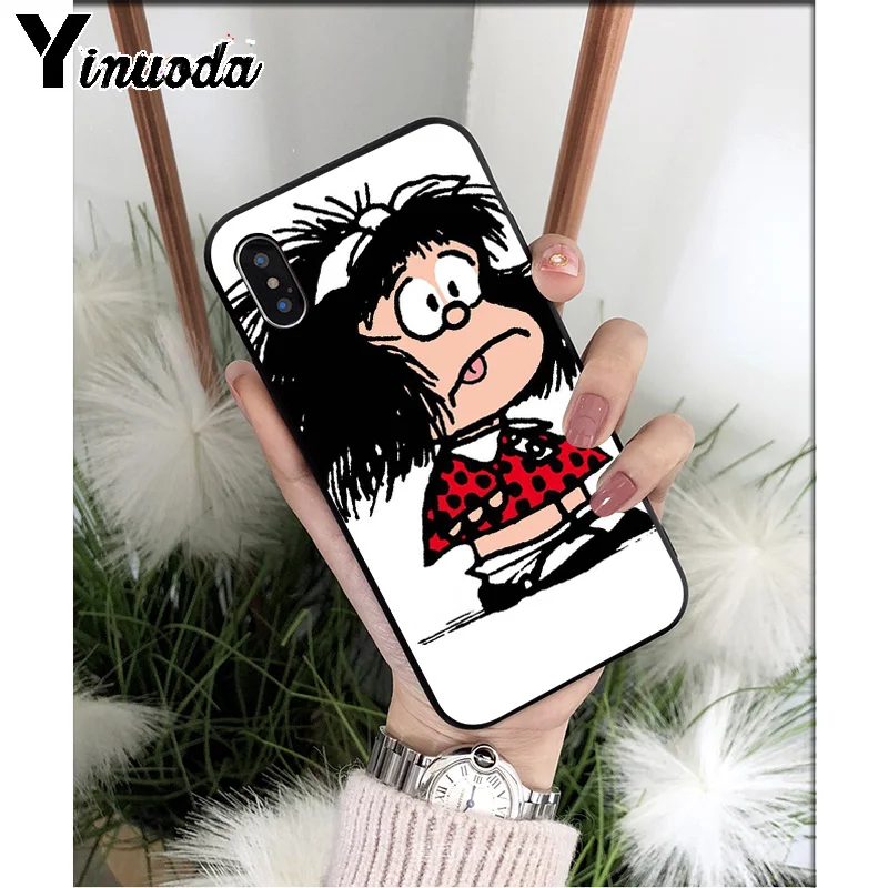 Yinuoda Argentina Quino Mafalda Girl TPU мягкие Аксессуары для телефонов Чехол для iPhone 5 5Sx 6 7 7plus 8 8Plus X XS MAX XR