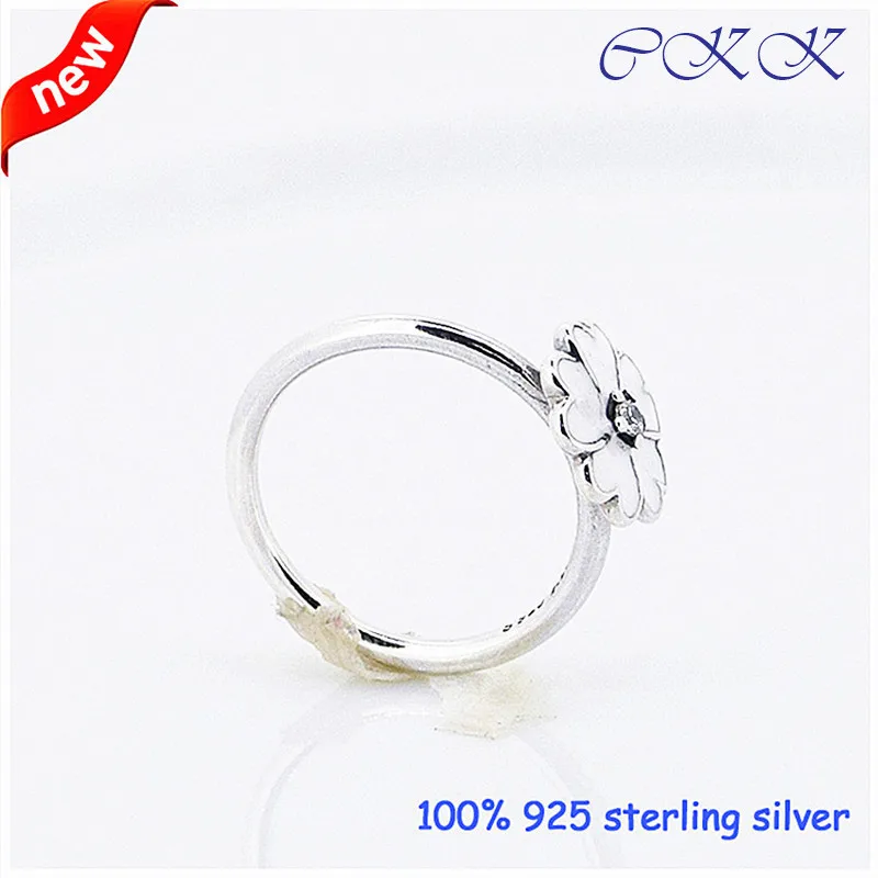 

Authentic 925 Sterling Silver Primrose Ring With Cubic Zirconia And White Enamel for Women DIY Fine Jewelry SR034