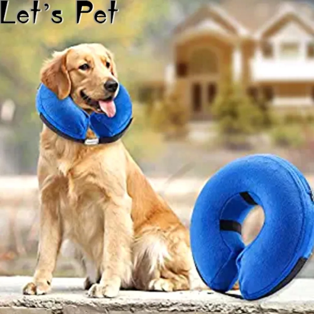 Let's Pet Pet Swimming Blue Collar Anti Safety Inflatable Neck Float