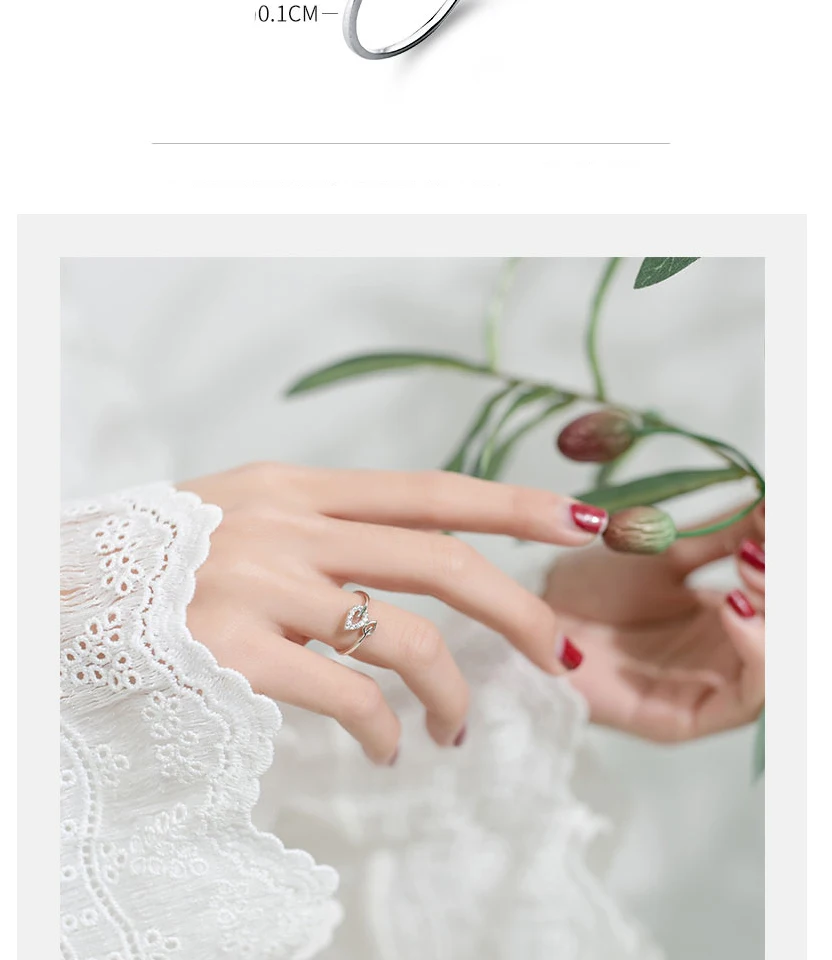 2019 100% 925 Sterling Silver Fashion Jewelry Double Hollow Leaf Round Cubic Zirconia Ring Sizable Girls Kids Xmas Gift Bijoux (3)