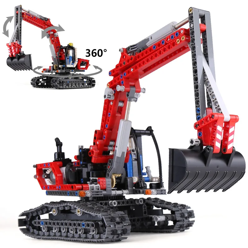 Красный экскаватор. Конструктор Technic экскаватор 90022 King 20025.