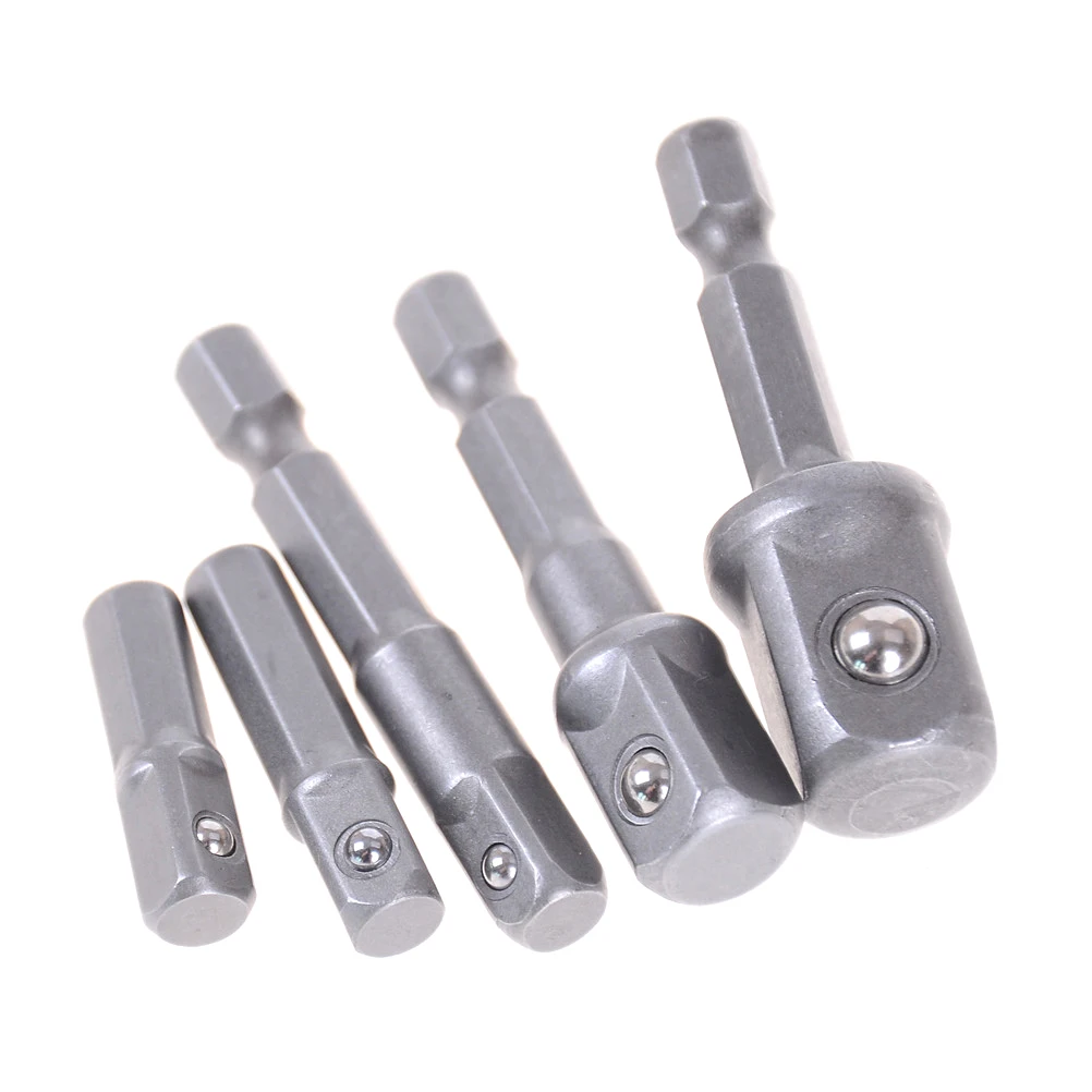 

5PCS Hex Shank Wrench Drive Power Drill Socket Drill Adapter Socket Extension Bit Adaptor Set 1/4" 3/8" 1/2" Screwdriver Tools