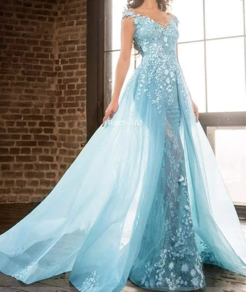 evening gown with overskirt