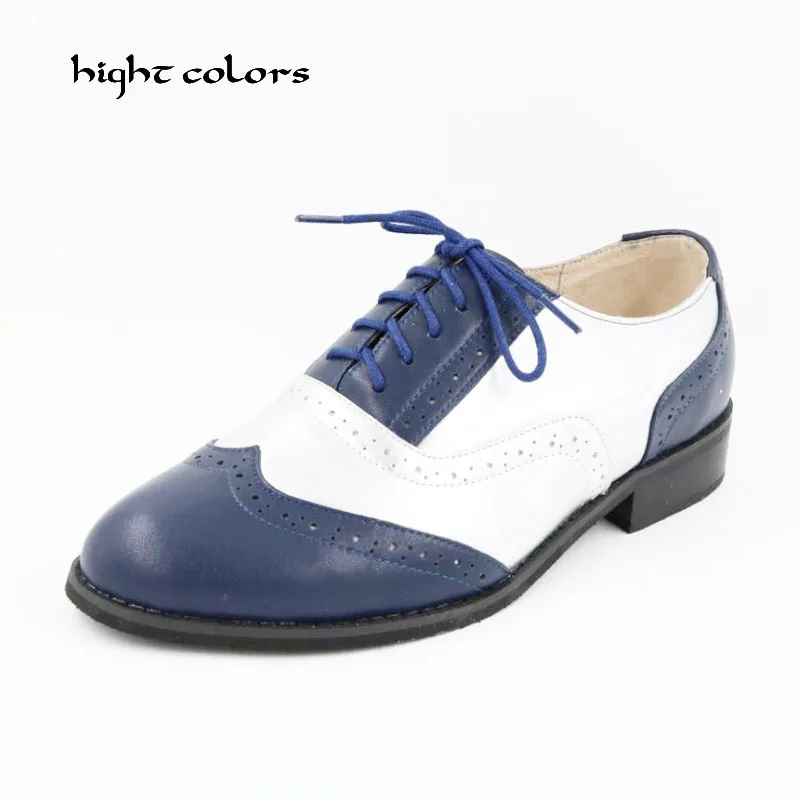 

hight colors 2018 New Women Fashion Brogue Shoes Big Size 41 42 43 Oxfords Shoes For Women Winter Flat Heel Ladies Shoes HC-299