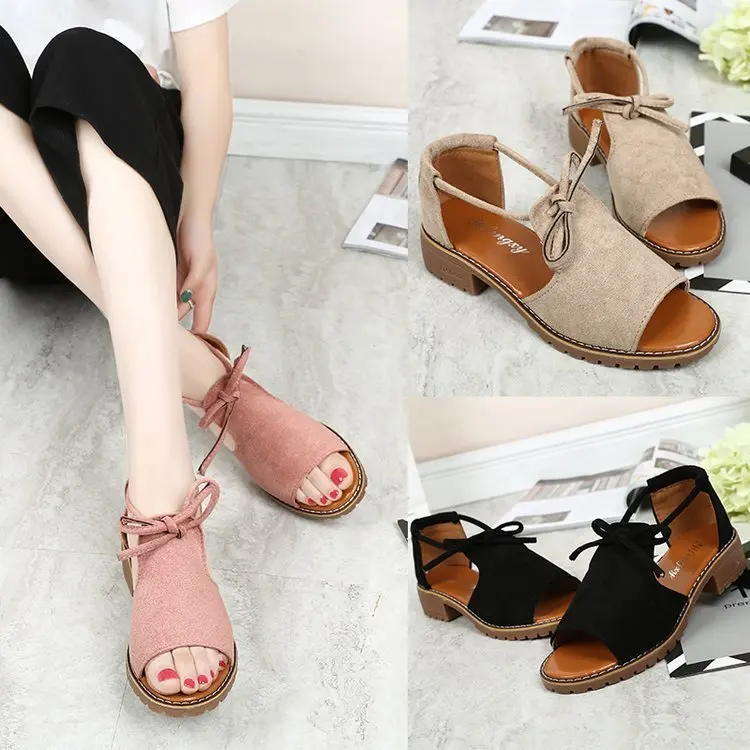 

Sandals Leisure Flat Bottom Sandals Bandage Set Toe Toe Women's Shoes