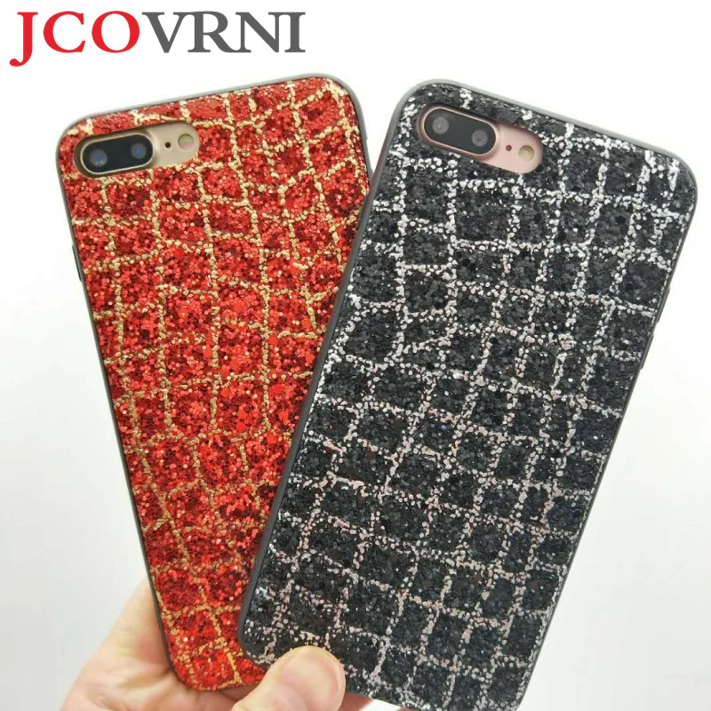 

JCOVRNI Fashion flash mobile phone case for iPhone7 7plus glitter gold and silver line light shell for iPhone8 8plus phone cover