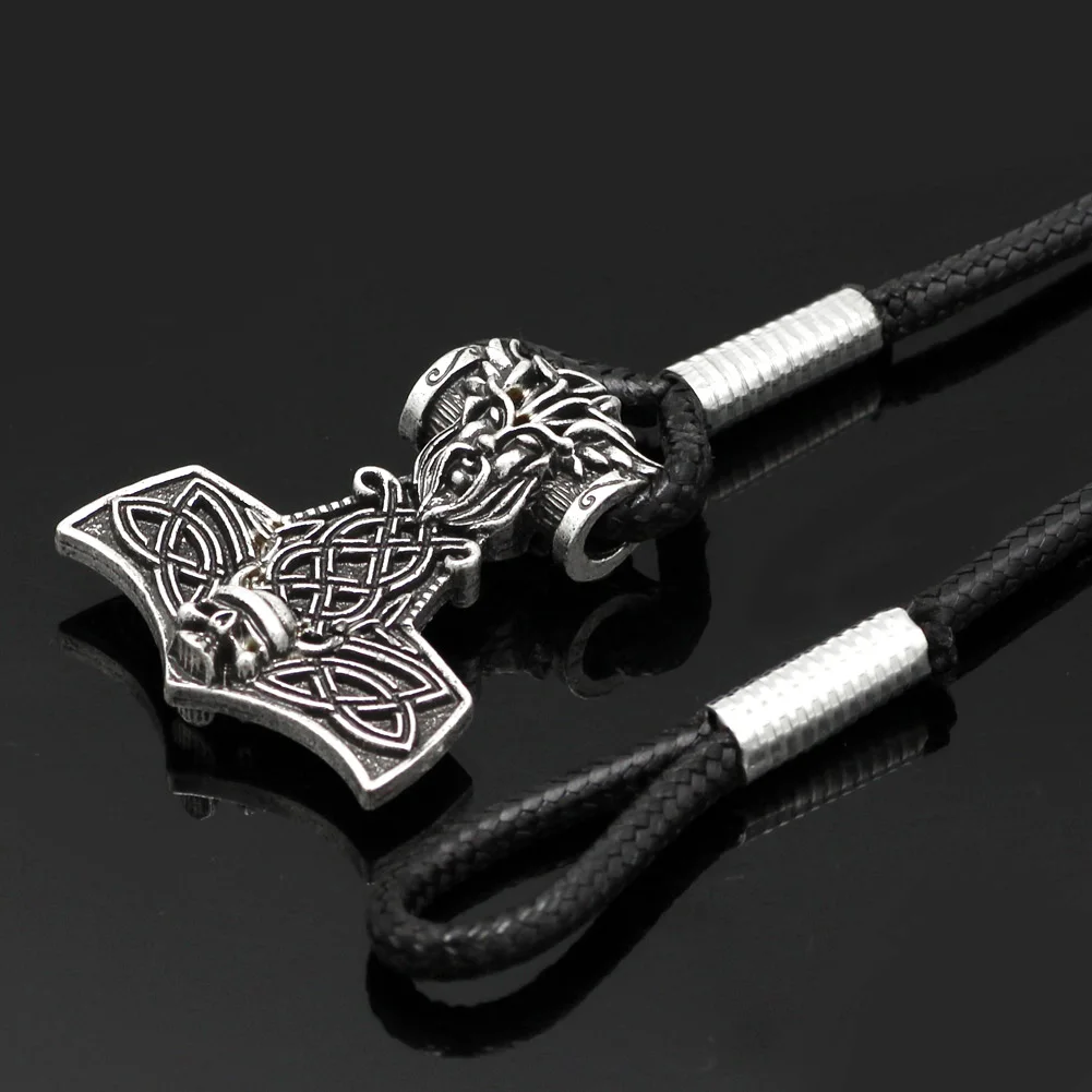 Youshone норвежский викинг Thor's Hammer Amulet скандинавский Odin череп лицо Mjolnir браслет 23