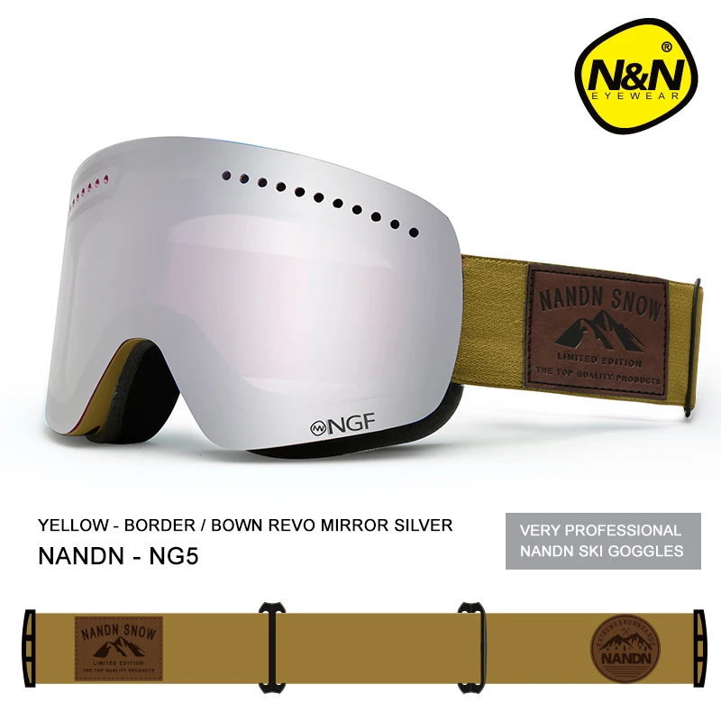 NANDN gafas de esquí doble capas UV400 anti-niebla gran esquí gafas máscara de esquí hombres mujeres nieve snowboard gafas NG5