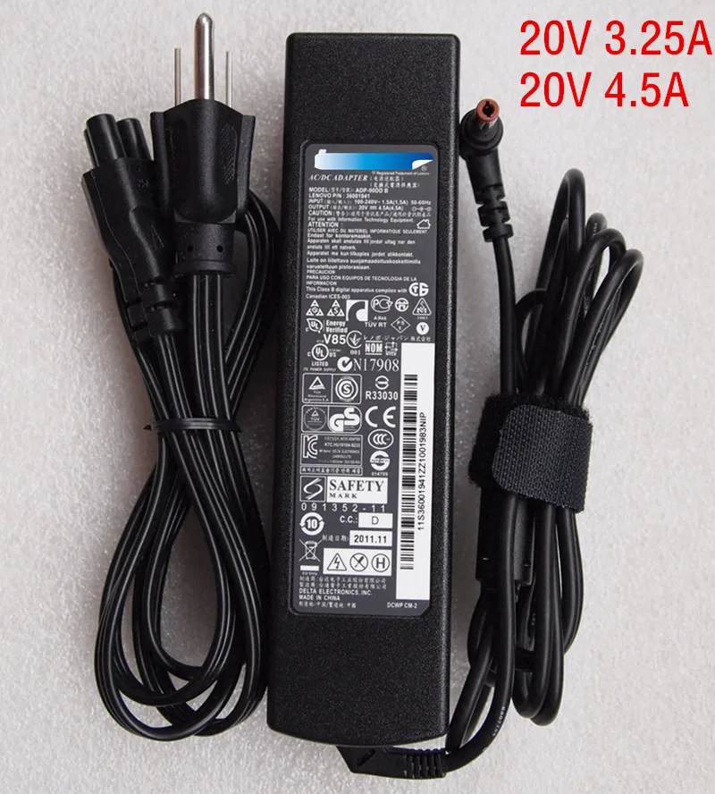

Genuine 90W 20V 3.25A 4.5A Laptop AC Adapter Charger For Lenovo Z370 Z470 Z570 Y460 Y470 G480 Y450 Z470 U130 C510M C465A C467A