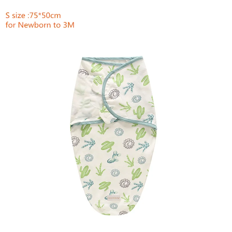 Пеленки для новорожденных из чистого хлопка, пеленки для новорожденных, пеленки для младенцев, антистартовые пеленки для новорожденных, регулируемый спальный мешок, спальный мешок для детей от NB до 6 месяцев - Цвет: Cactus S
