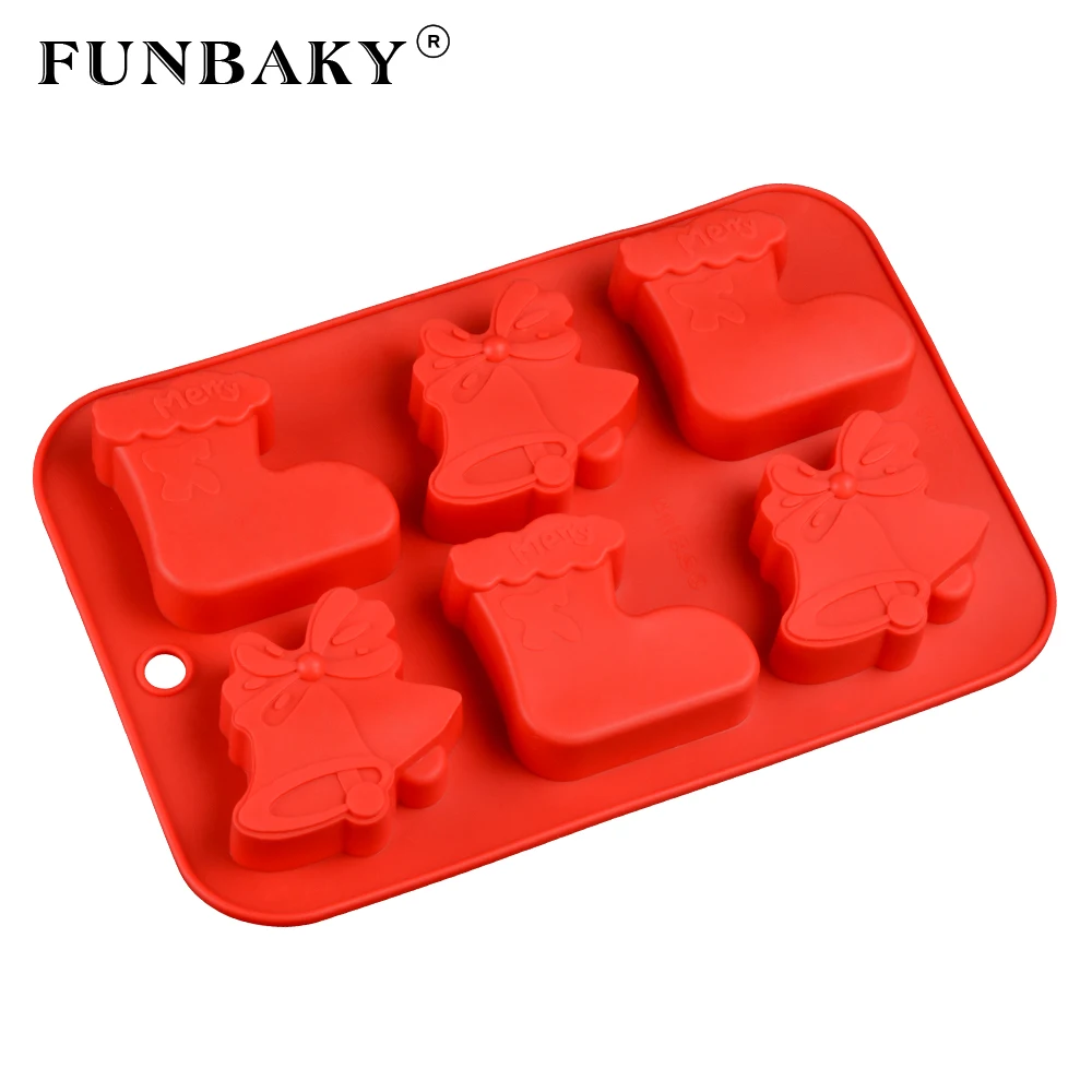 Рождественская форма FUNBAKY для шоколадного торта 6 ячеек выпечки силиконовые 3D